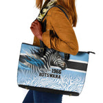 Botswana Independence Day 1966 Leather Tote Bag Tribal African Zebra Skins Pattern - African Pride