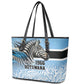 Botswana Independence Day 1966 Leather Tote Bag Tribal African Zebra Skins Pattern - African Pride