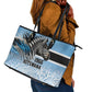 Botswana Independence Day 1966 Leather Tote Bag Tribal African Zebra Skins Pattern - African Pride