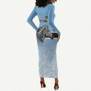 Botswana Independence Day 1966 Long Sleeve Bodycon Dress Tribal African Zebra Skins Pattern - African Pride