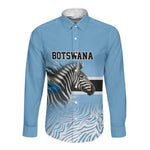 Botswana Independence Day 1966 Long Sleeve Button Shirt Tribal African Zebra Skins Pattern - African Pride
