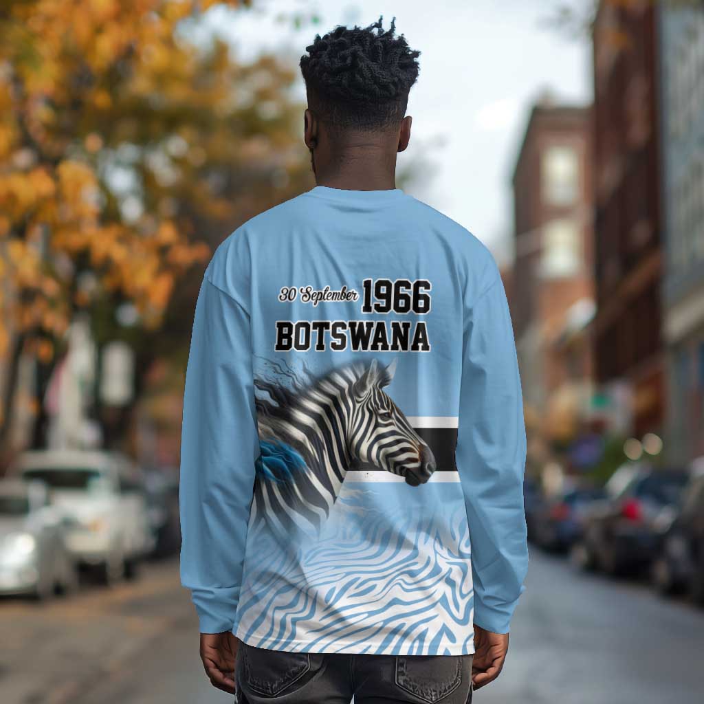 Botswana Independence Day 1966 Long Sleeve Shirt Tribal African Zebra Skins Pattern - African Pride