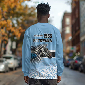 Botswana Independence Day 1966 Long Sleeve Shirt Tribal African Zebra Skins Pattern - African Pride
