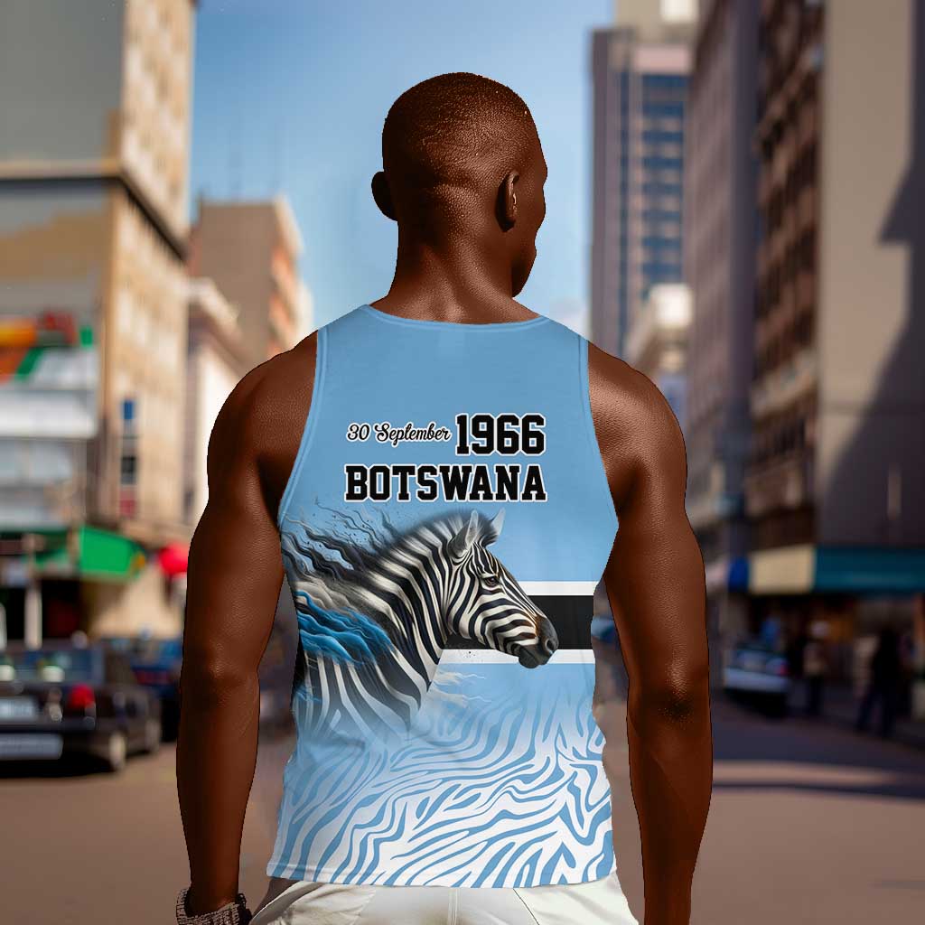 Botswana Independence Day 1966 Men Tank Top Tribal African Zebra Skins Pattern - African Pride