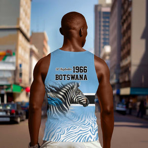 Botswana Independence Day 1966 Men Tank Top Tribal African Zebra Skins Pattern - African Pride