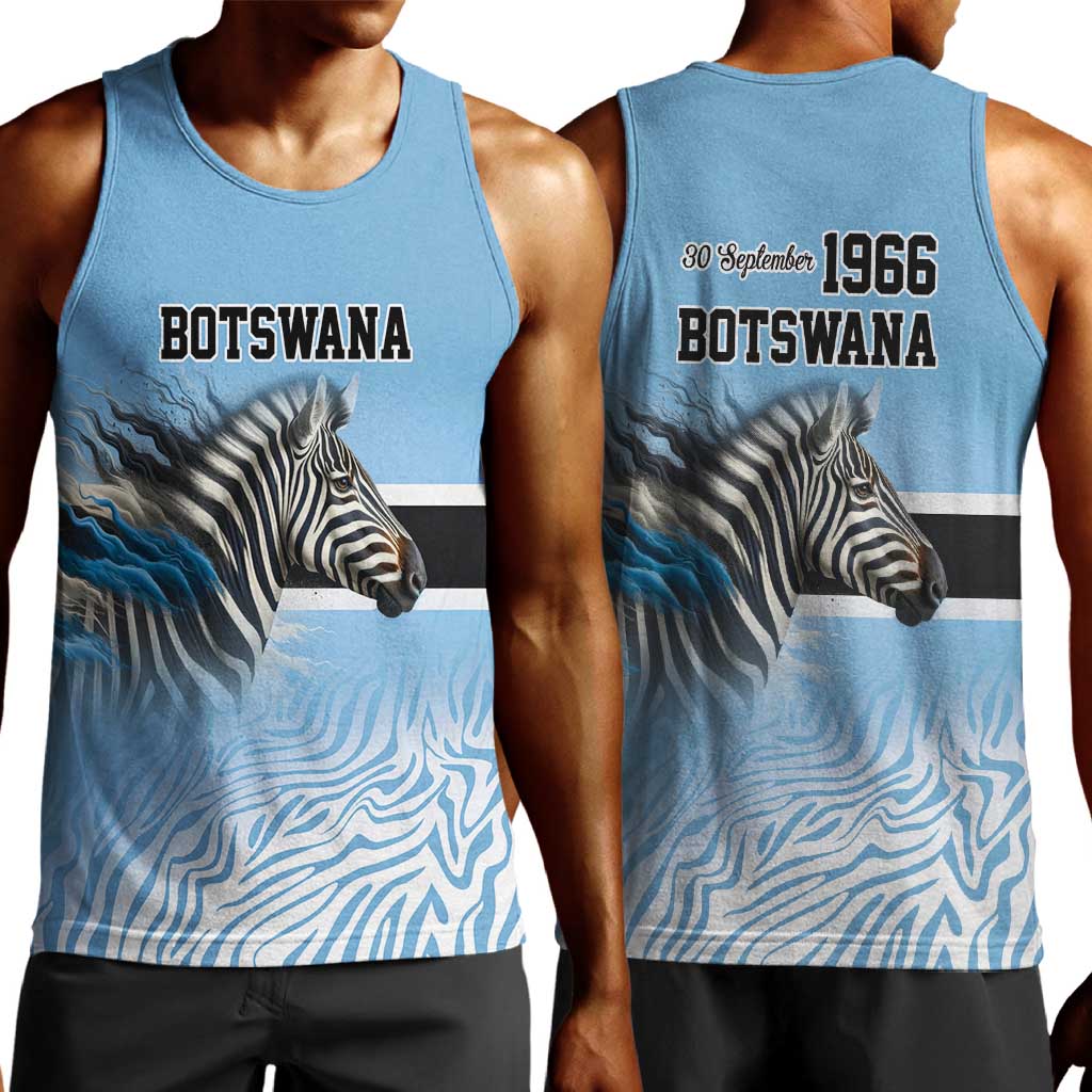 Botswana Independence Day 1966 Men Tank Top Tribal African Zebra Skins Pattern - African Pride