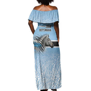 Botswana Independence Day 1966 Off Shoulder Maxi Dress Tribal African Zebra Skins Pattern - African Pride