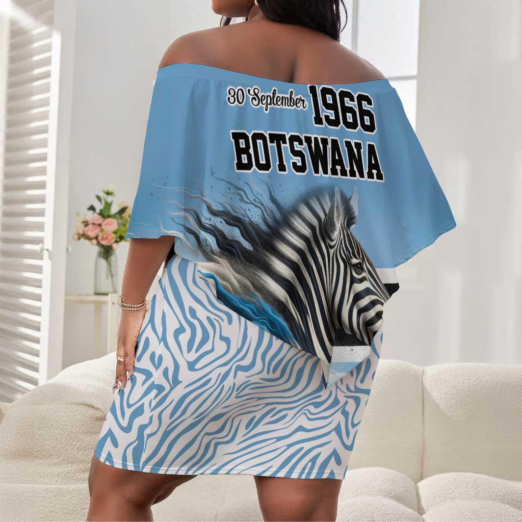 Botswana Independence Day 1966 Off Shoulder Short Dress Tribal African Zebra Skins Pattern - African Pride