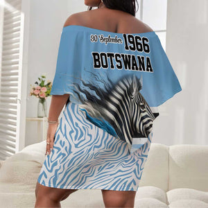 Botswana Independence Day 1966 Off Shoulder Short Dress Tribal African Zebra Skins Pattern - African Pride