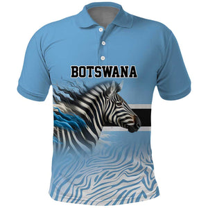 Botswana Independence Day 1966 Polo Shirt Tribal African Zebra Skins Pattern - African Pride