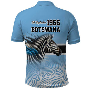 Botswana Independence Day 1966 Polo Shirt Tribal African Zebra Skins Pattern - African Pride