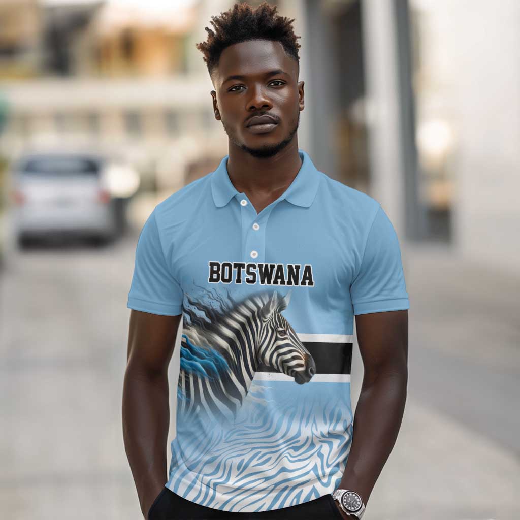 Botswana Independence Day 1966 Polo Shirt Tribal African Zebra Skins Pattern - African Pride