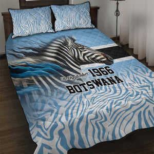 Botswana Independence Day 1966 Quilt Bed Set Tribal African Zebra Skins Pattern - African Pride