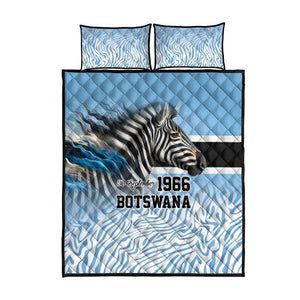 Botswana Independence Day 1966 Quilt Bed Set Tribal African Zebra Skins Pattern - African Pride