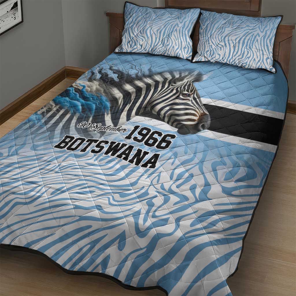 Botswana Independence Day 1966 Quilt Bed Set Tribal African Zebra Skins Pattern - African Pride