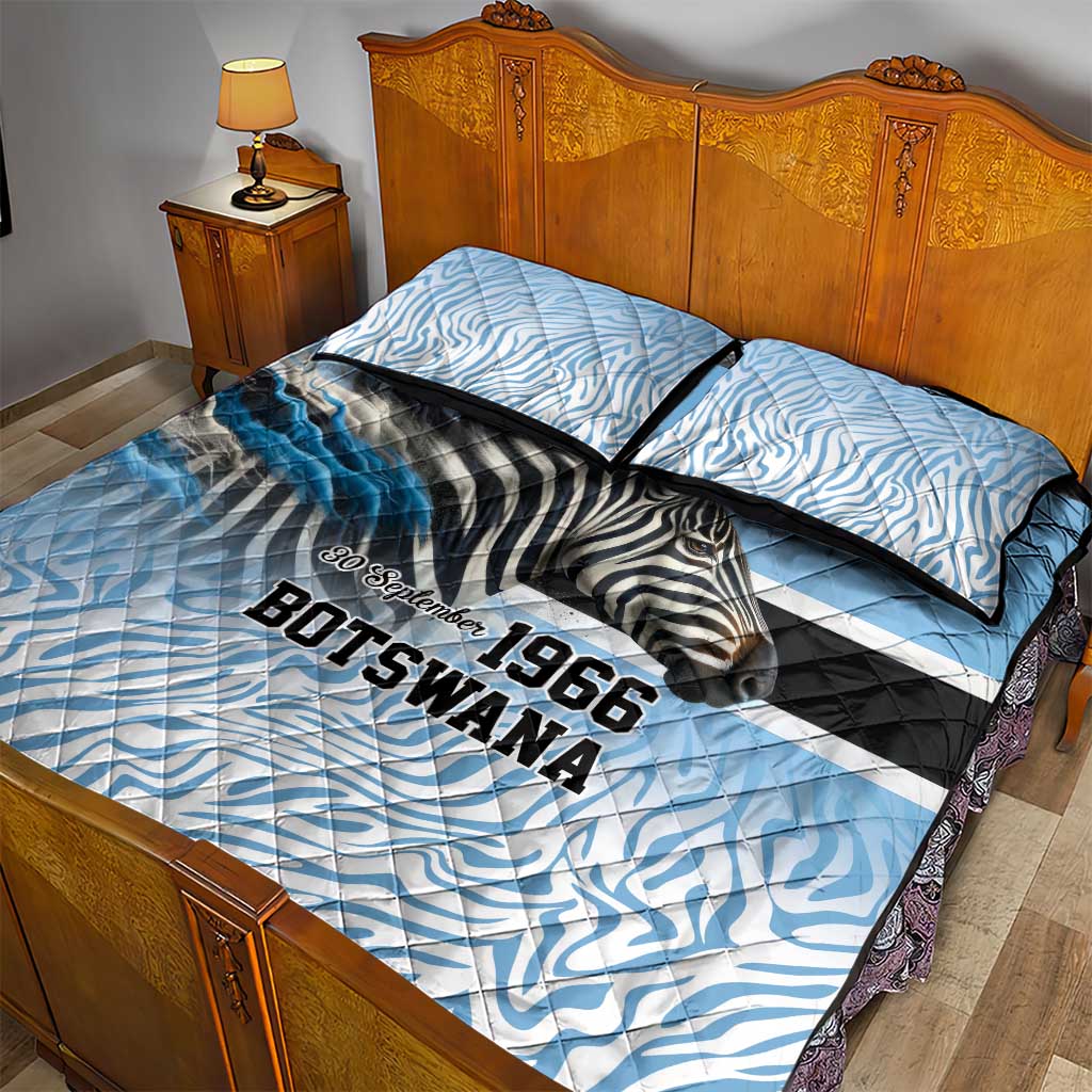 Botswana Independence Day 1966 Quilt Bed Set Tribal African Zebra Skins Pattern - African Pride