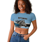 Botswana Independence Day 1966 Raglan Cropped T shirt Tribal African Zebra Skins Pattern - African Pride