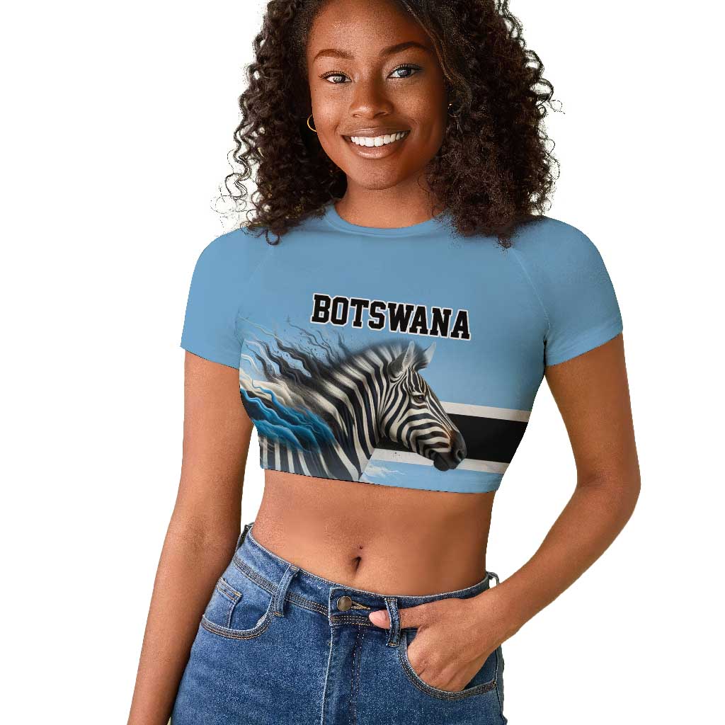 Botswana Independence Day 1966 Raglan Cropped T shirt Tribal African Zebra Skins Pattern - African Pride
