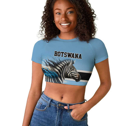 Botswana Independence Day 1966 Raglan Cropped T shirt Tribal African Zebra Skins Pattern - African Pride
