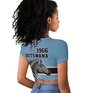 Botswana Independence Day 1966 Raglan Cropped T shirt Tribal African Zebra Skins Pattern - African Pride