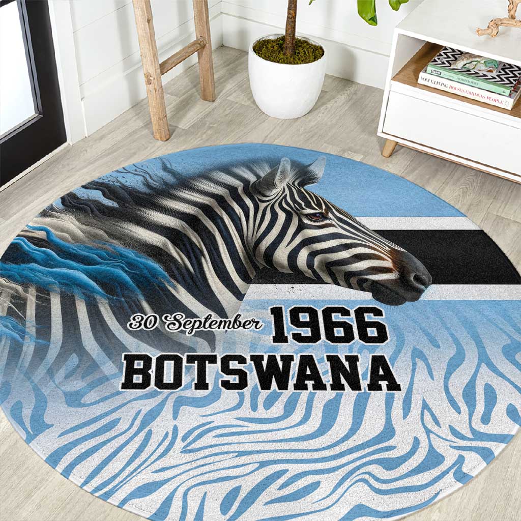 Botswana Independence Day 1966 Round Carpet Tribal African Zebra Skins Pattern - African Pride