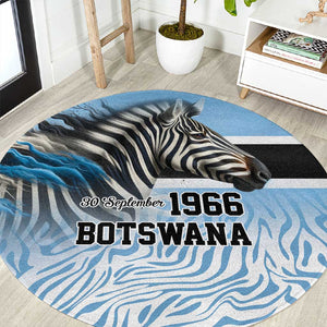 Botswana Independence Day 1966 Round Carpet Tribal African Zebra Skins Pattern - African Pride