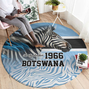 Botswana Independence Day 1966 Round Carpet Tribal African Zebra Skins Pattern - African Pride