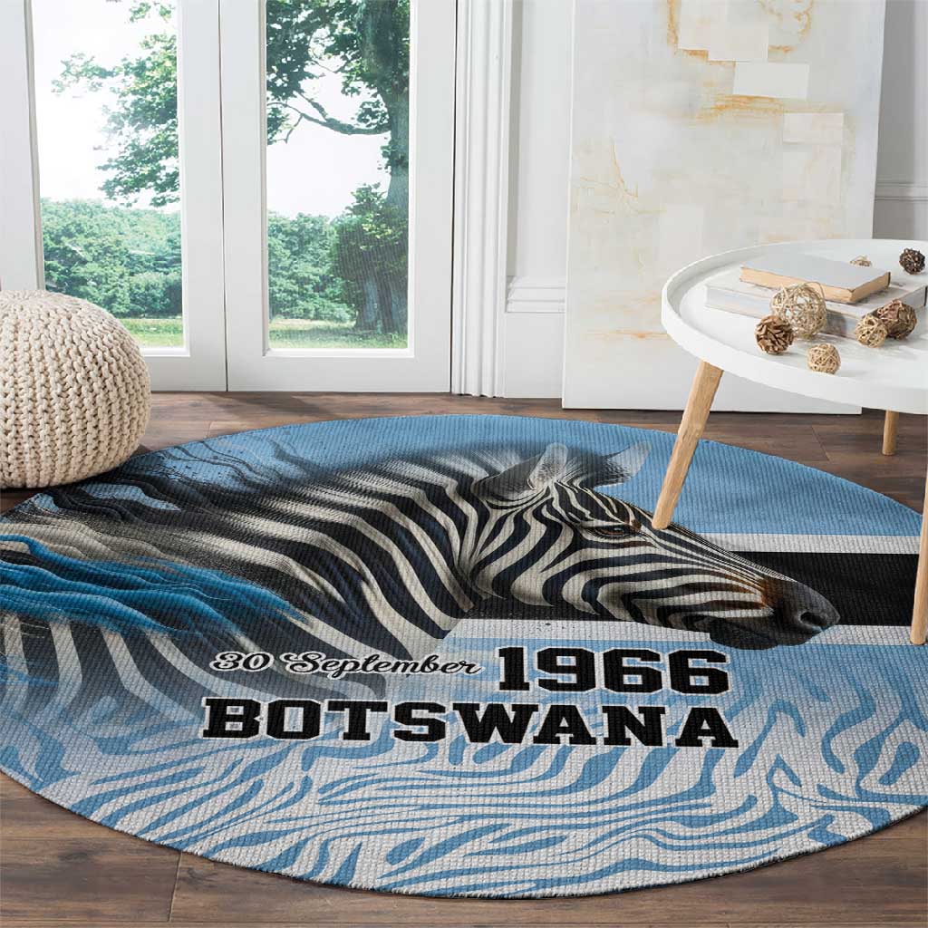 Botswana Independence Day 1966 Round Carpet Tribal African Zebra Skins Pattern - African Pride