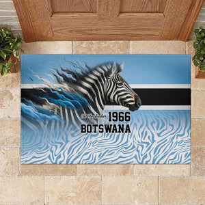 Botswana Independence Day 1966 Rubber Doormat Tribal African Zebra Skins Pattern - African Pride