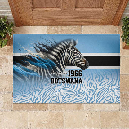 Botswana Independence Day 1966 Rubber Doormat Tribal African Zebra Skins Pattern - African Pride