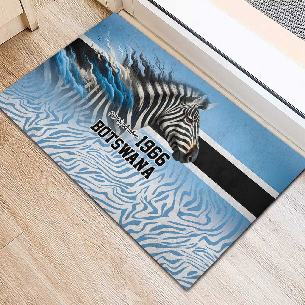 Botswana Independence Day 1966 Rubber Doormat Tribal African Zebra Skins Pattern - African Pride
