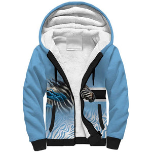 Botswana Independence Day 1966 Sherpa Hoodie Tribal African Zebra Skins Pattern - African Pride