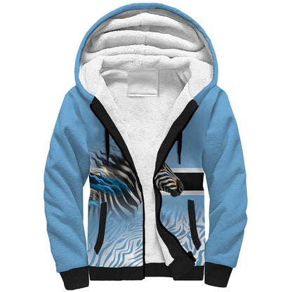 Botswana Independence Day 1966 Sherpa Hoodie Tribal African Zebra Skins Pattern - African Pride