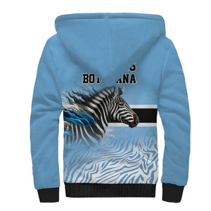Botswana Independence Day 1966 Sherpa Hoodie Tribal African Zebra Skins Pattern - African Pride