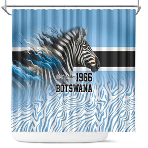 Botswana Independence Day 1966 Shower Curtain Tribal African Zebra Skins Pattern - African Pride