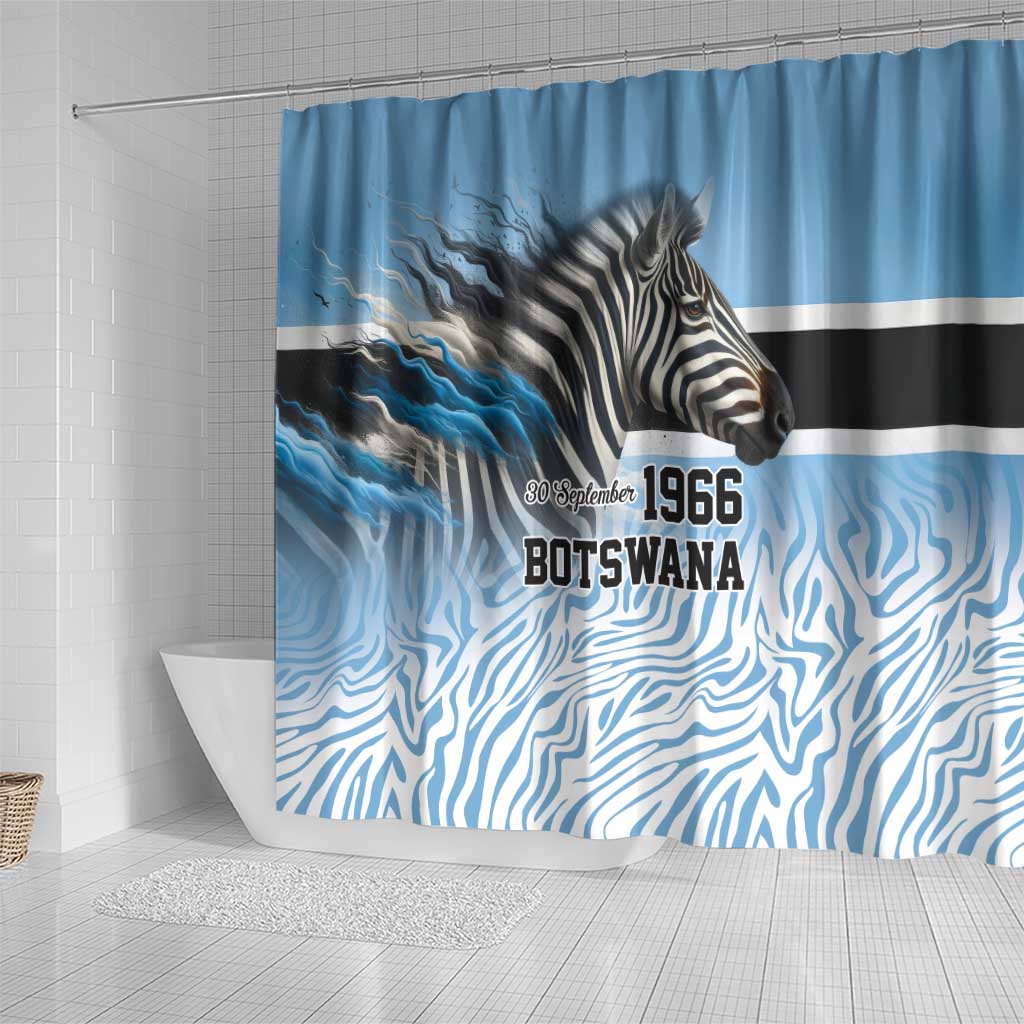 Botswana Independence Day 1966 Shower Curtain Tribal African Zebra Skins Pattern - African Pride