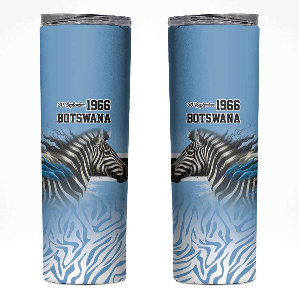 Botswana Independence Day 1966 Skinny Tumbler Tribal African Zebra Skins Pattern - African Pride