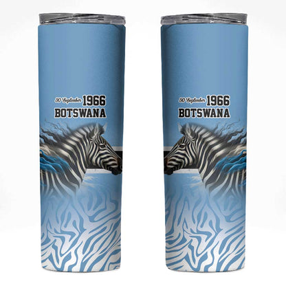 Botswana Independence Day 1966 Skinny Tumbler Tribal African Zebra Skins Pattern - African Pride