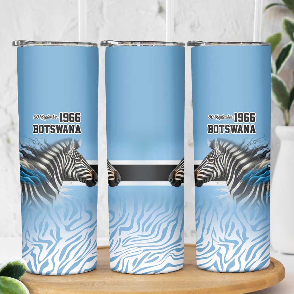 Botswana Independence Day 1966 Skinny Tumbler Tribal African Zebra Skins Pattern - African Pride