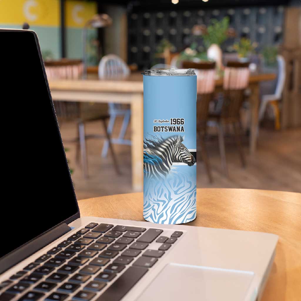 Botswana Independence Day 1966 Skinny Tumbler Tribal African Zebra Skins Pattern - African Pride