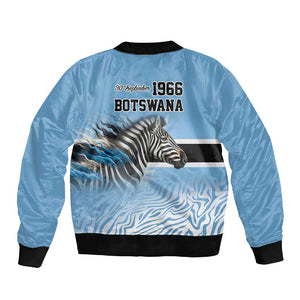 Botswana Independence Day 1966 Sleeve Zip Bomber Jacket Tribal African Zebra Skins Pattern - African Pride