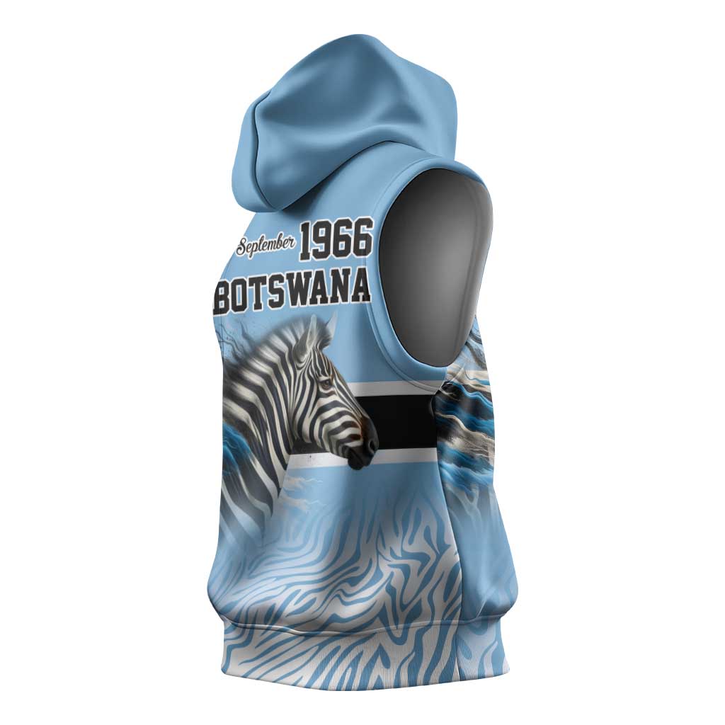 Botswana Independence Day 1966 Sleeveless Hoodie Tribal African Zebra Skins Pattern - African Pride