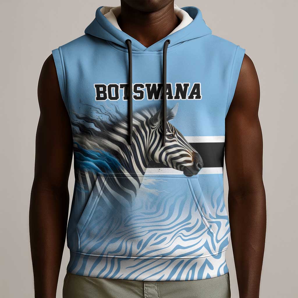 Botswana Independence Day 1966 Sleeveless Hoodie Tribal African Zebra Skins Pattern - African Pride