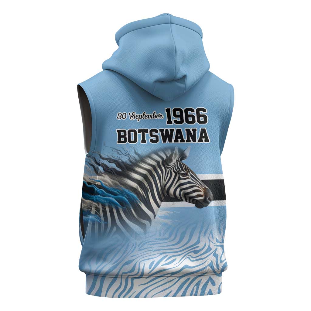 Botswana Independence Day 1966 Sleeveless Zip Hoodie Tribal African Zebra Skins Pattern - African Pride