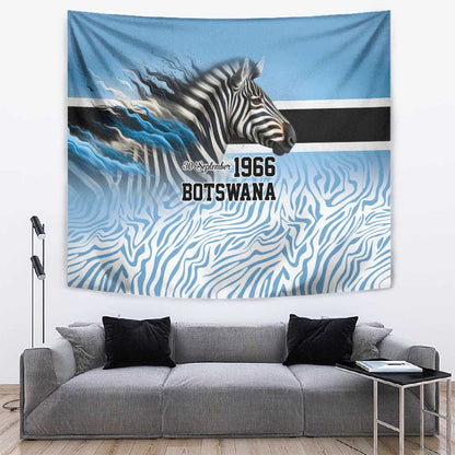 Botswana Independence Day 1966 Tapestry Tribal African Zebra Skins Pattern - African Pride