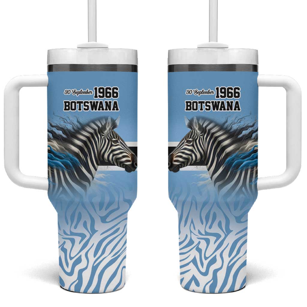 Botswana Independence Day 1966 Tumbler With Handle Tribal African Zebra Skins Pattern - African Pride