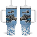 Botswana Independence Day 1966 Tumbler With Handle Tribal African Zebra Skins Pattern - African Pride