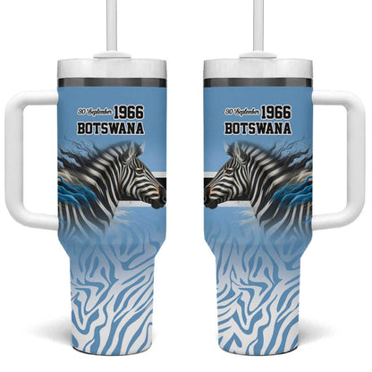 Botswana Independence Day 1966 Tumbler With Handle Tribal African Zebra Skins Pattern - African Pride