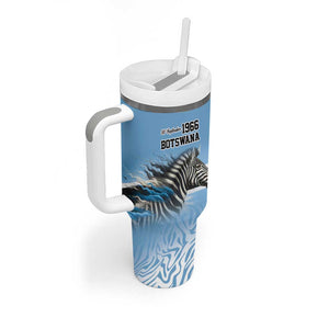 Botswana Independence Day 1966 Tumbler With Handle Tribal African Zebra Skins Pattern - African Pride
