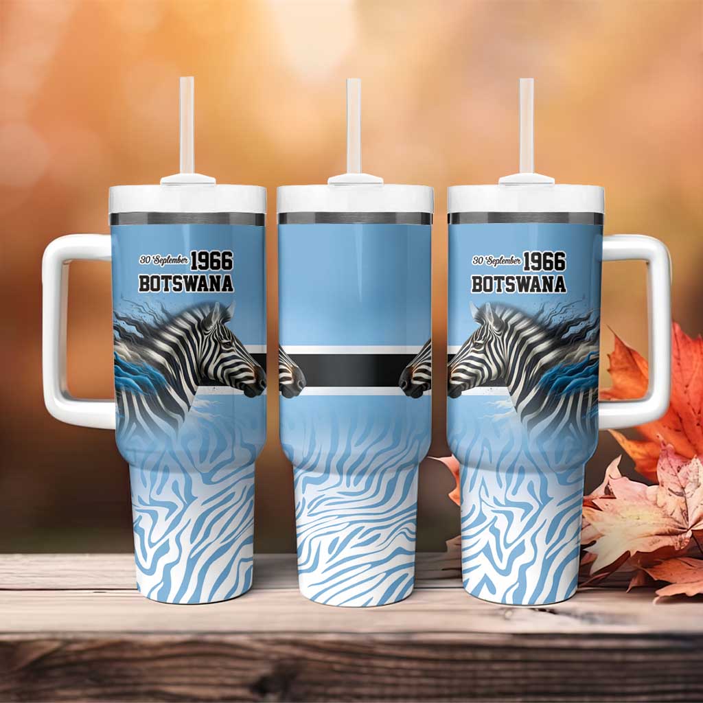 Botswana Independence Day 1966 Tumbler With Handle Tribal African Zebra Skins Pattern - African Pride